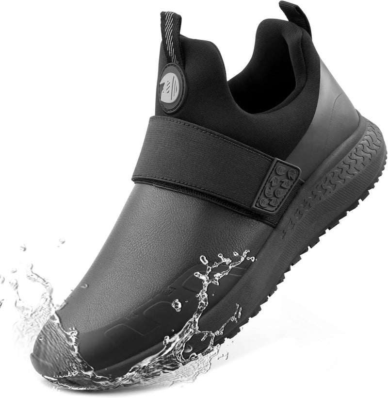 Delobi Store Non Slip Work Shoes for Men Slip On Food Service Kitchen Chef Restaurant Shoe Waterproof Slip Resistant Walking Sneakers Lightweight Comfortable Working Footwear Leather - Image 1
